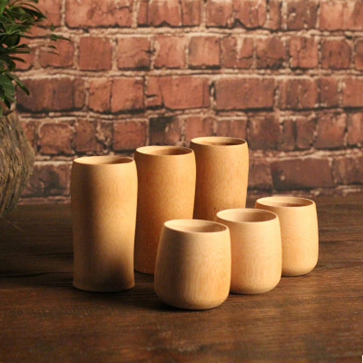 Home Japan Style Natural Bamboo Carved Water Cup Tea Beer Coffee Juice Drinking Mug Handmade Wooden Cup