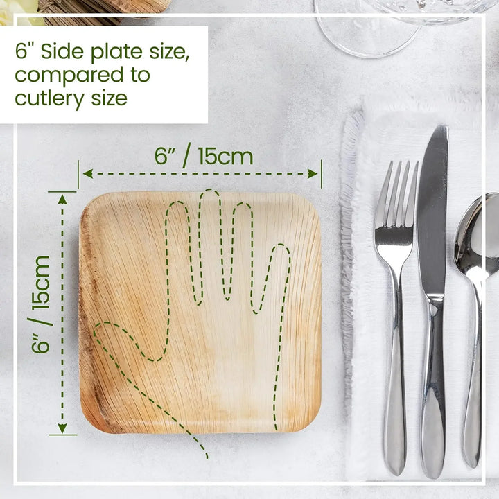 25PCS Disposable Palm Leaf Plate Square Dessert Plates Eco-friendly Dinnerware Bamboo Like Plates Outdoor Wedding Party Birthday