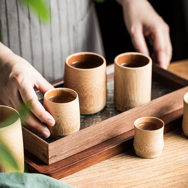 1PCS Japanese Sake Cup Natural Bamboo Teacups Chinese Wooden Water Cup for Tea Wine Coffee Juice Drinking Mug Handmade