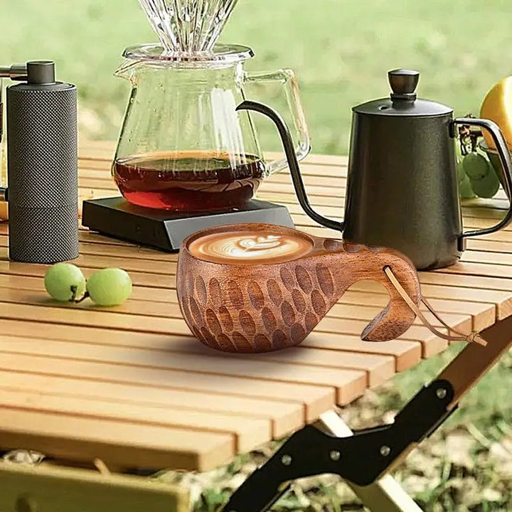 Wood Camp Mug Handcrafted Coffee Cup For Camping 350ml Portable Wood Mug Drinking Cup Lightweight Outdoor Coffee Cup Water