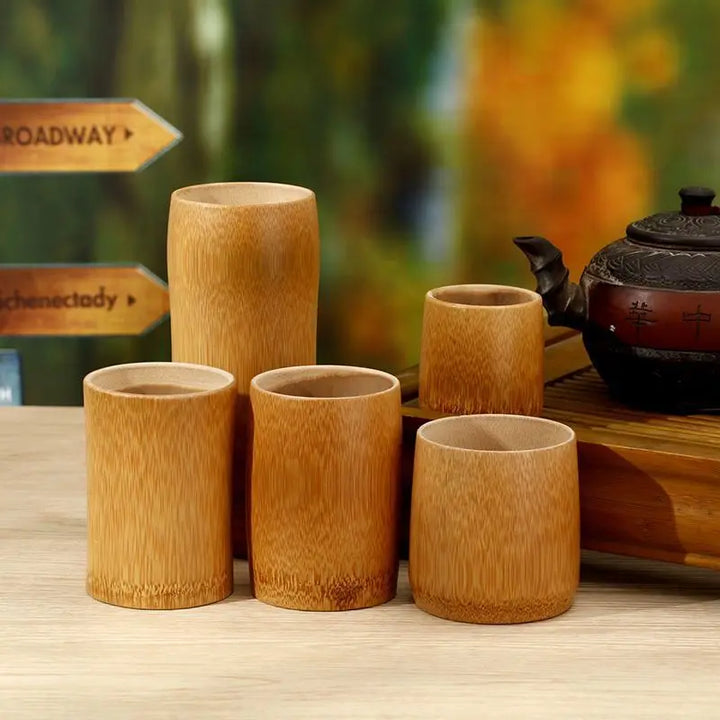 1PCS Japanese Sake Cup Natural Bamboo Teacups Chinese Wooden Water Cup for Tea Wine Coffee Juice Drinking Mug Handmade