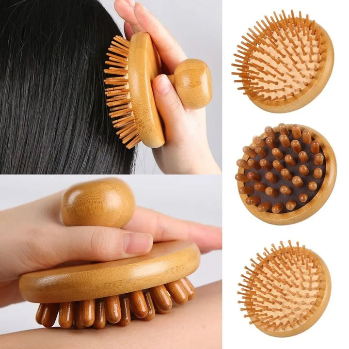 Handheld Air Cushion Massage Comb Anti-static Portable Bamboo Airbag Hair Comb Wood Wide Teeth Scalp Massage Brush Beauty Tool