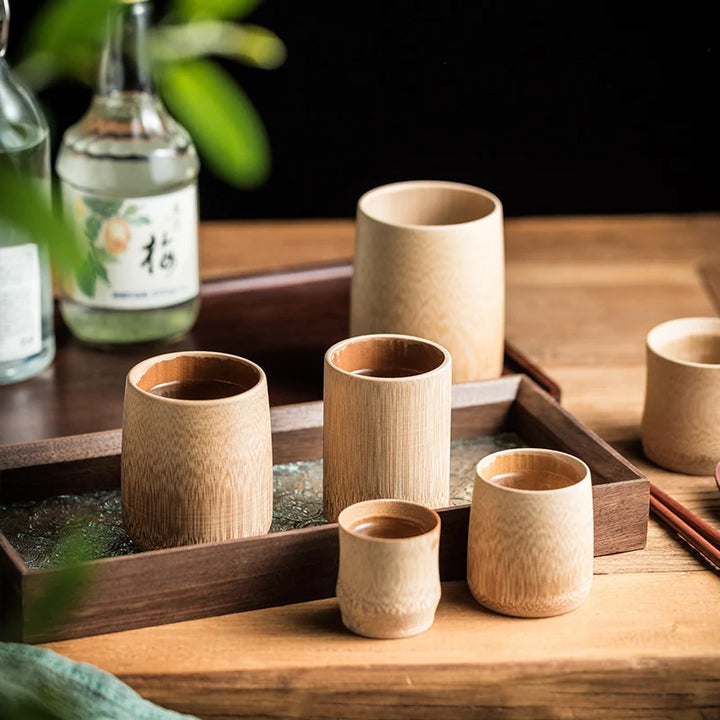 1PCS Japanese Sake Cup Natural Bamboo Teacups Chinese Wooden Water Cup for Tea Wine Coffee Juice Drinking Mug Handmade